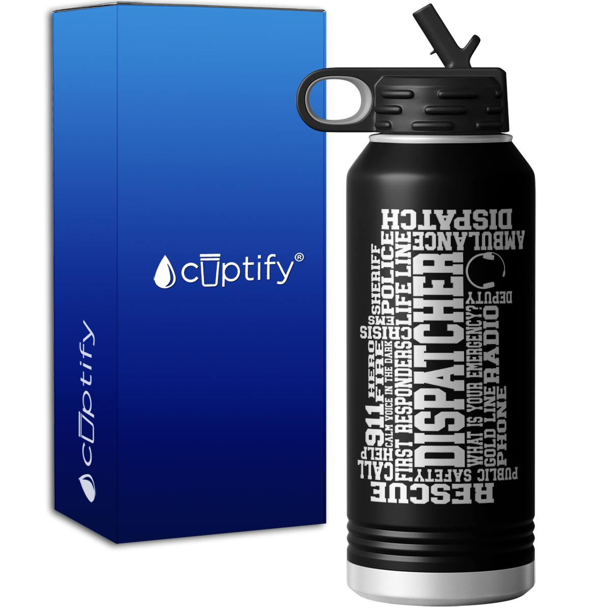 Dispatcher Word Art 32oz Sport Water Bottle