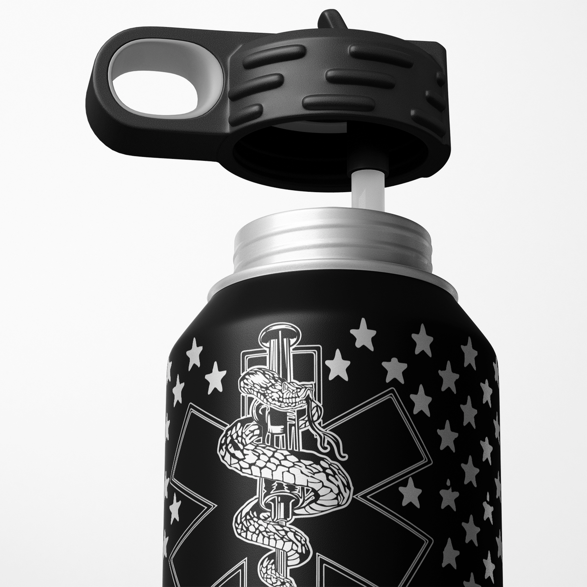 Paramedic Distressed American Flag 32oz Sport Water Bottle