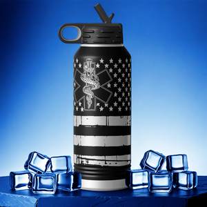 Paramedic Distressed American Flag 32oz Sport Water Bottle
