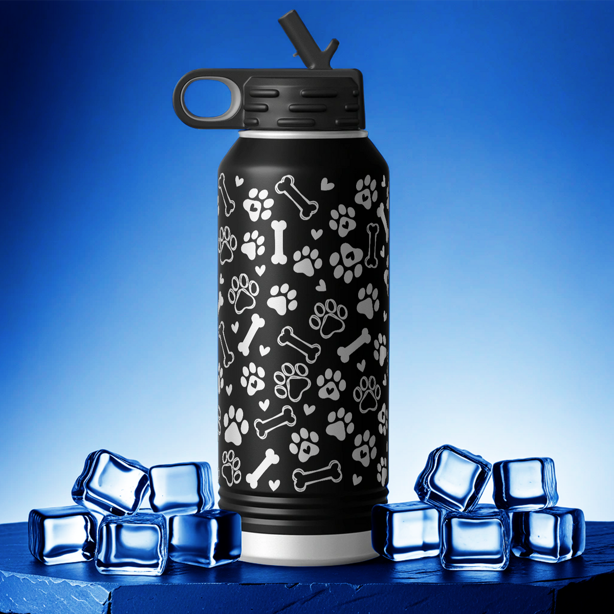 Bones and Dog Paws 32oz Sport Water Bottle