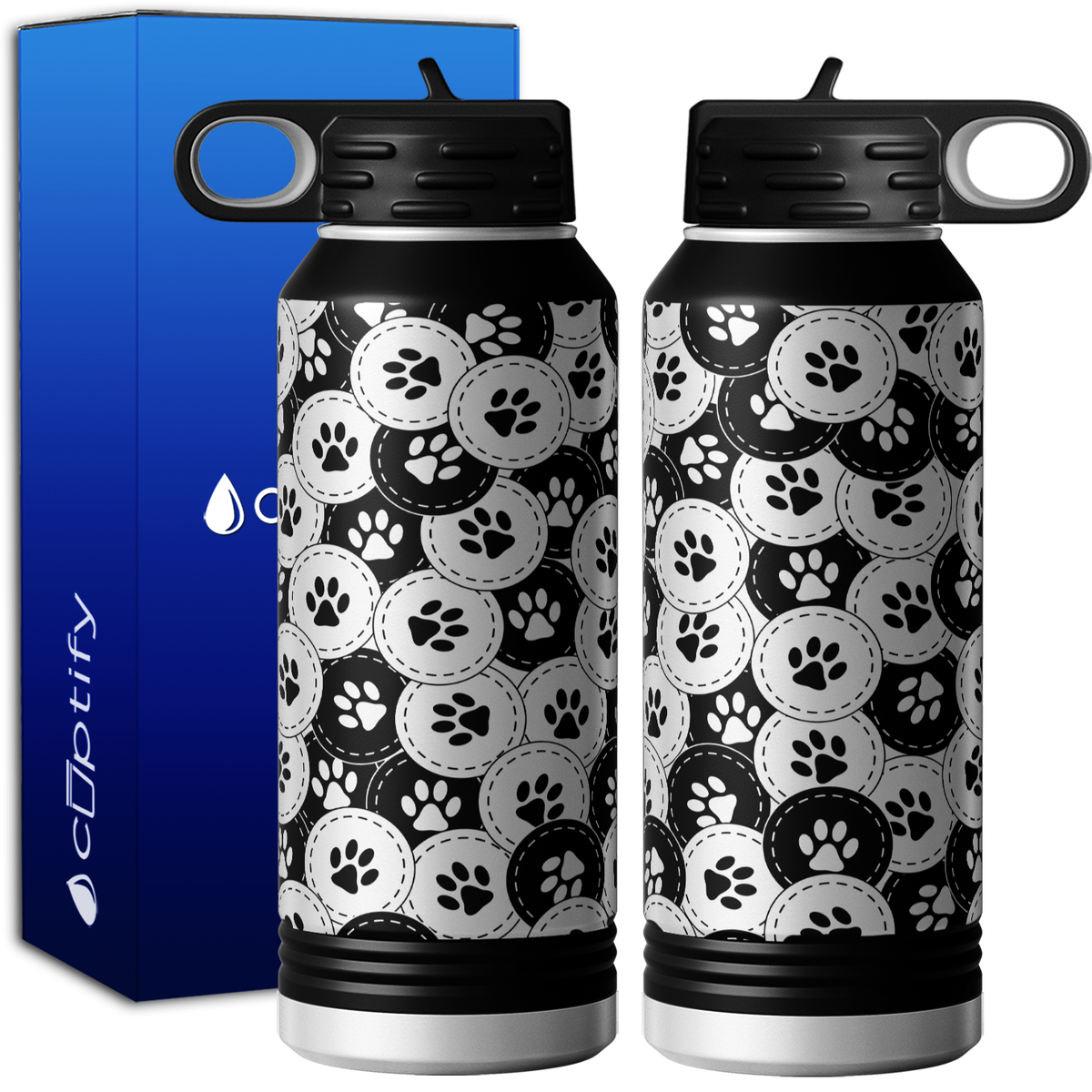 Dog Paws Print 32oz Sport Water Bottle