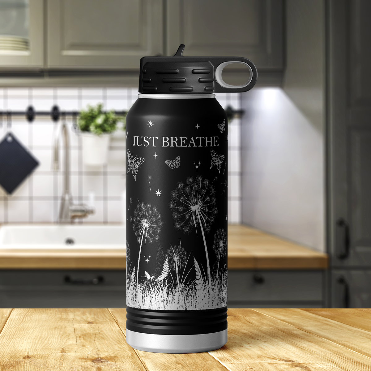 Just Breathe 32oz Sport Water Bottle