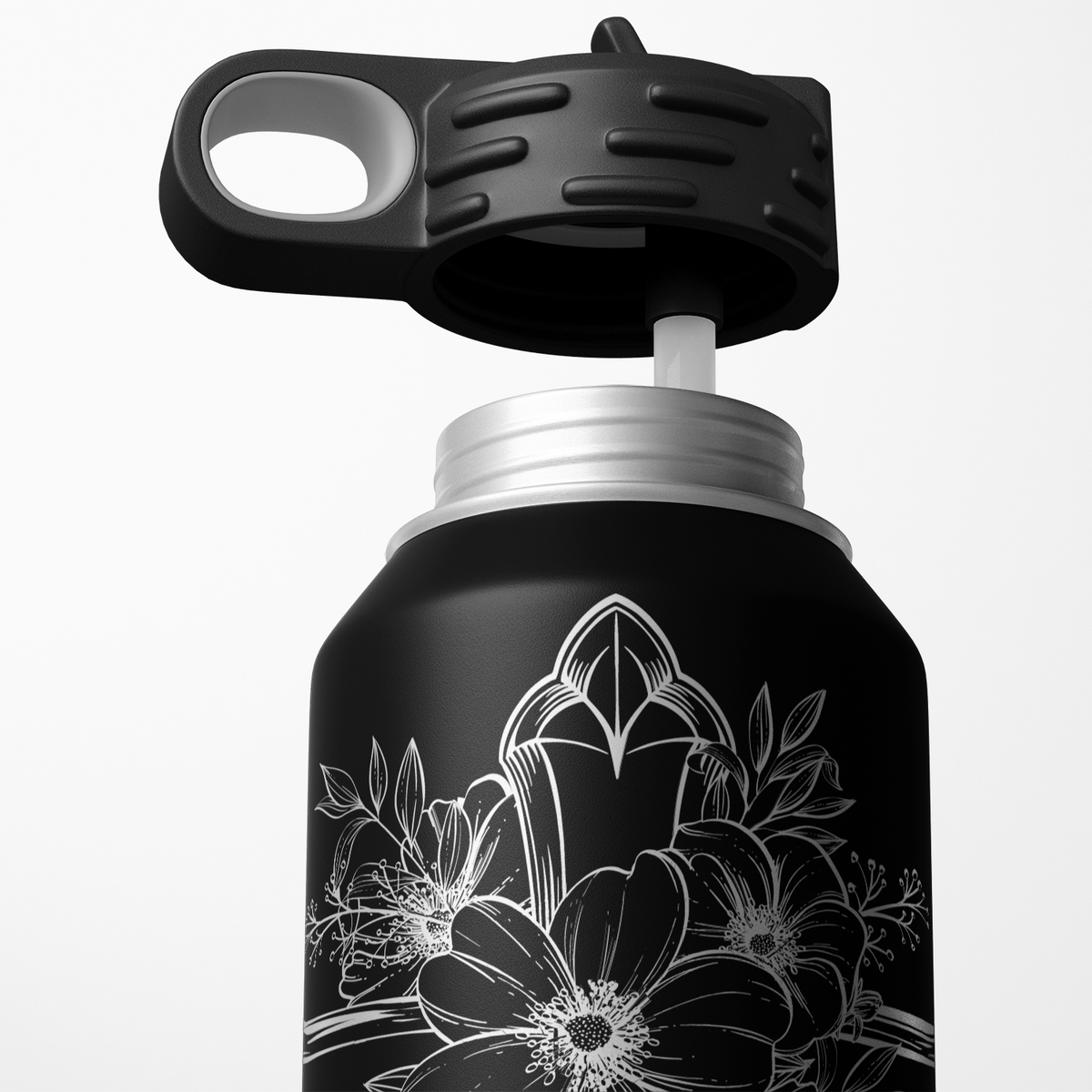 Cross with Flowers 32oz Sport Water Bottle