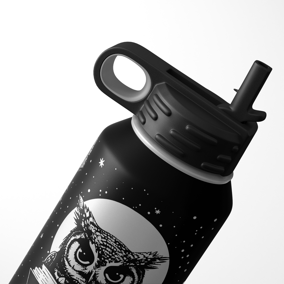 Owl Book with Butterfly and Florals 32oz Sport Water Bottle