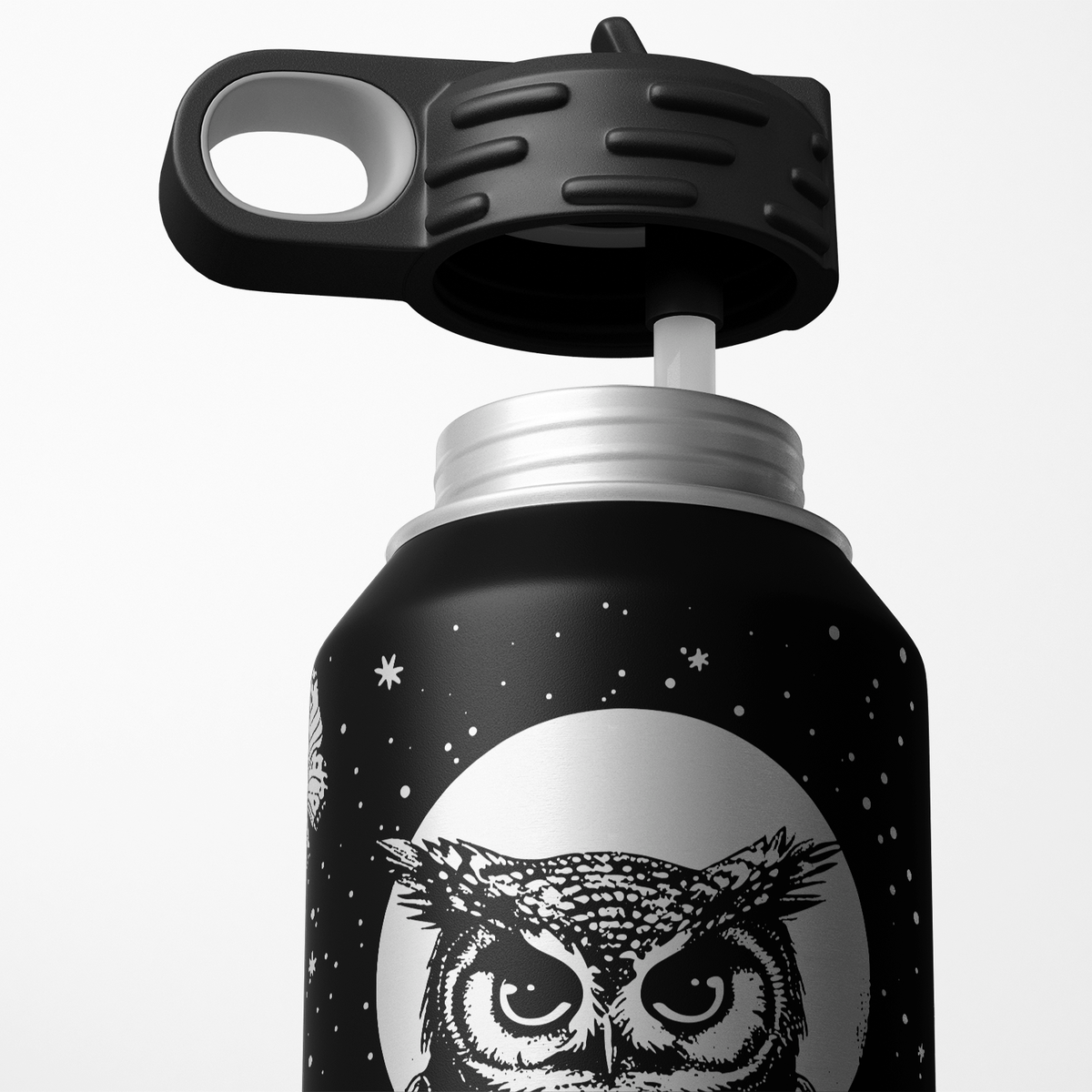 Owl Book with Butterfly and Florals 32oz Sport Water Bottle