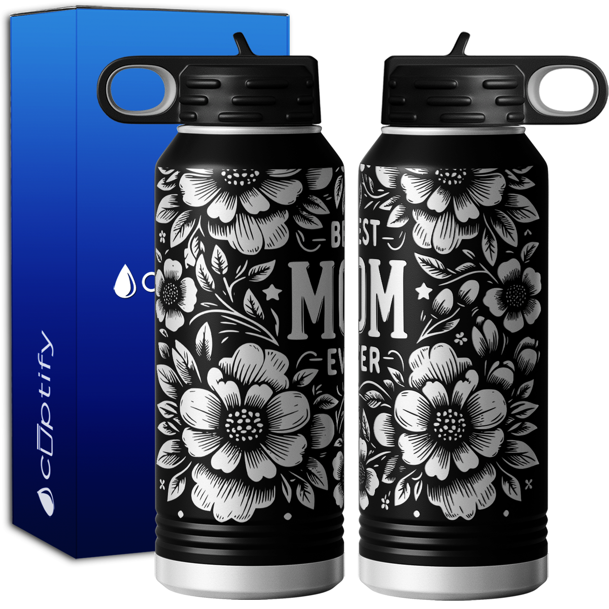 Best Mom Ever Florals 32oz Sport Water Bottle
