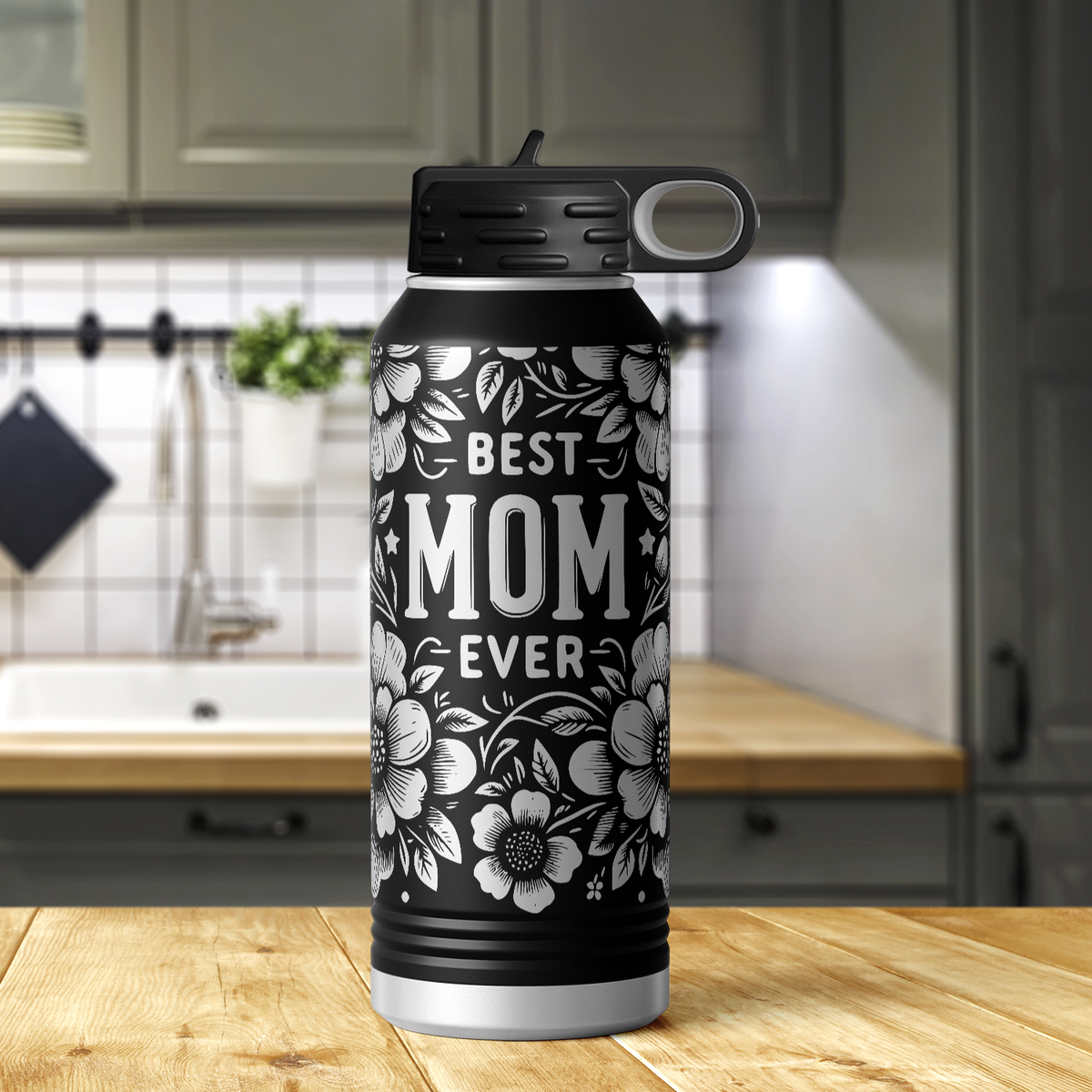 Best Mom Ever Florals 32oz Sport Water Bottle
