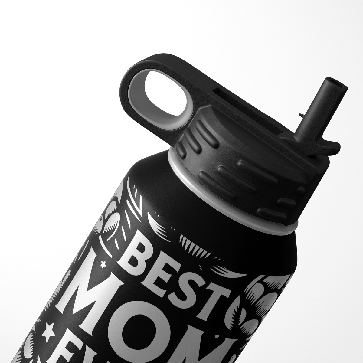 Best Mom Ever with Flowers and Stars 32oz Sport Water Bottle