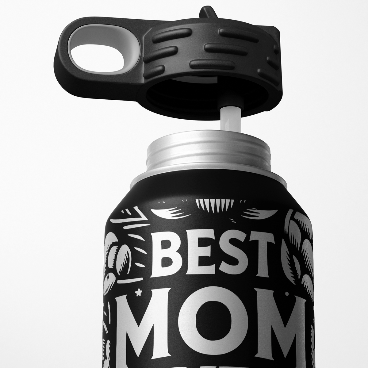 Best Mom Ever with Flowers and Stars 32oz Sport Water Bottle