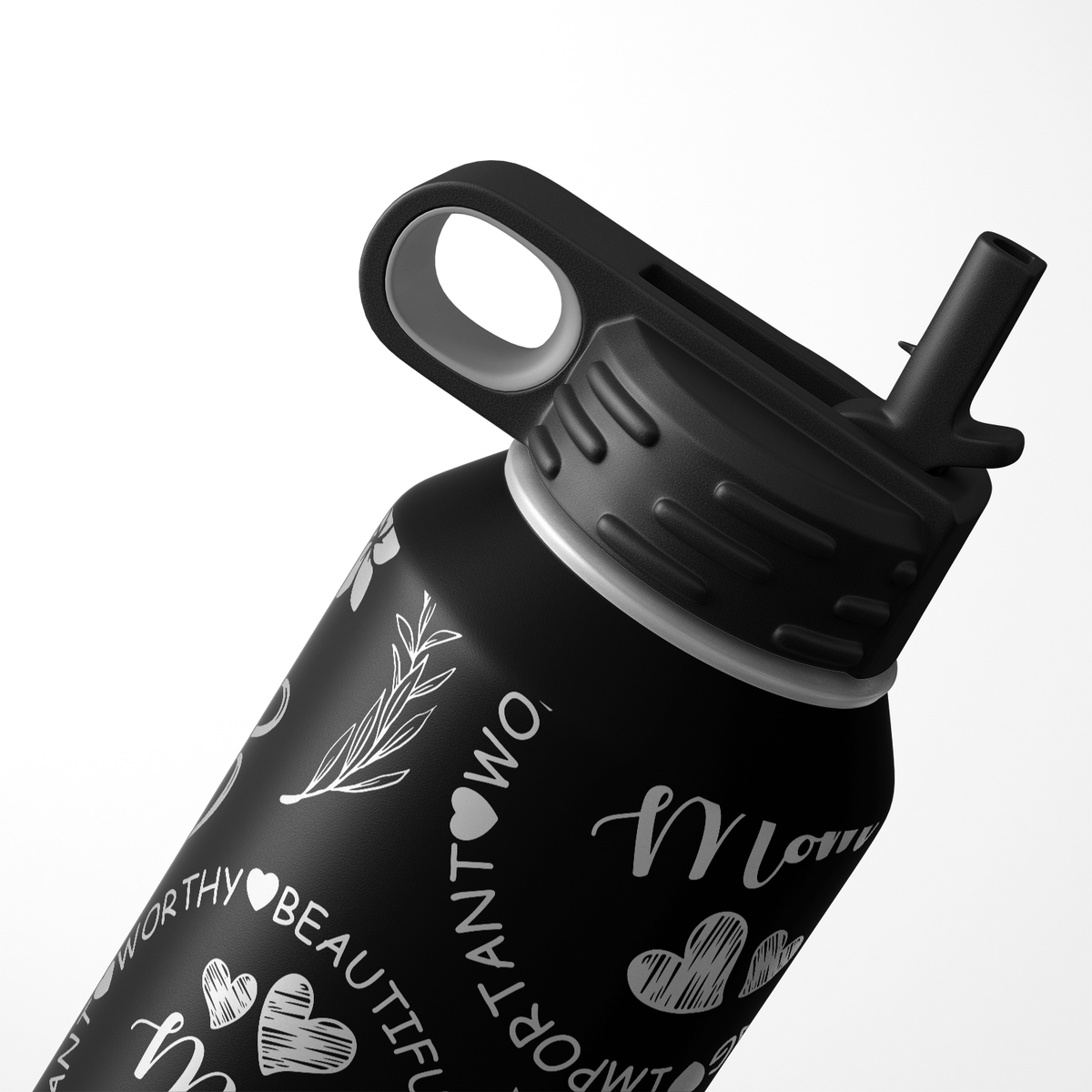 Mom Beautiful Blessed Strong 32oz Sport Water Bottle