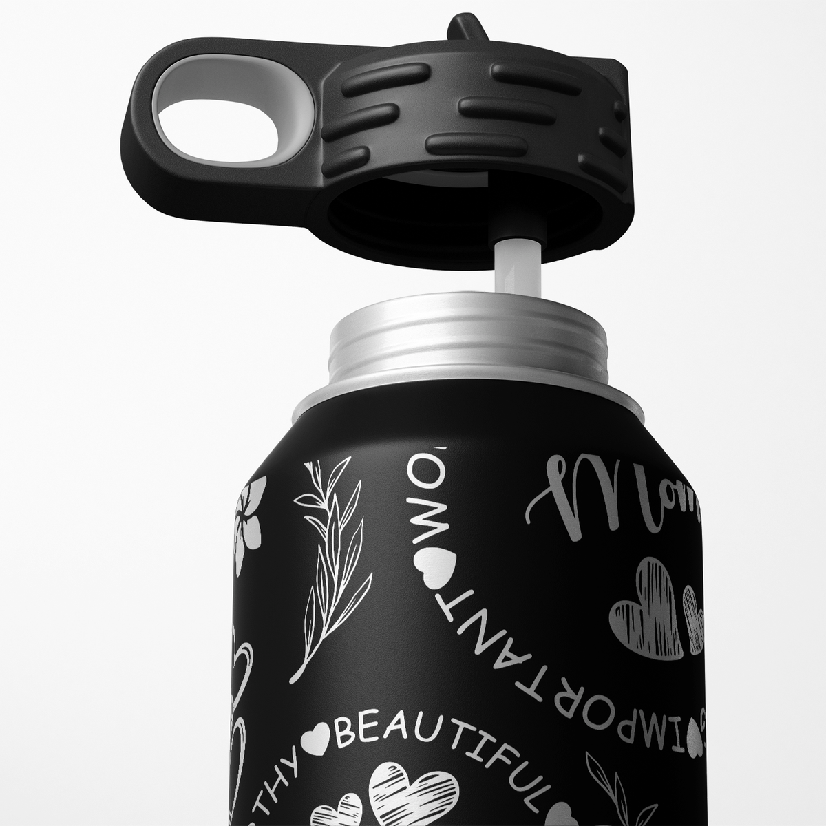 Mom Beautiful Blessed Strong 32oz Sport Water Bottle