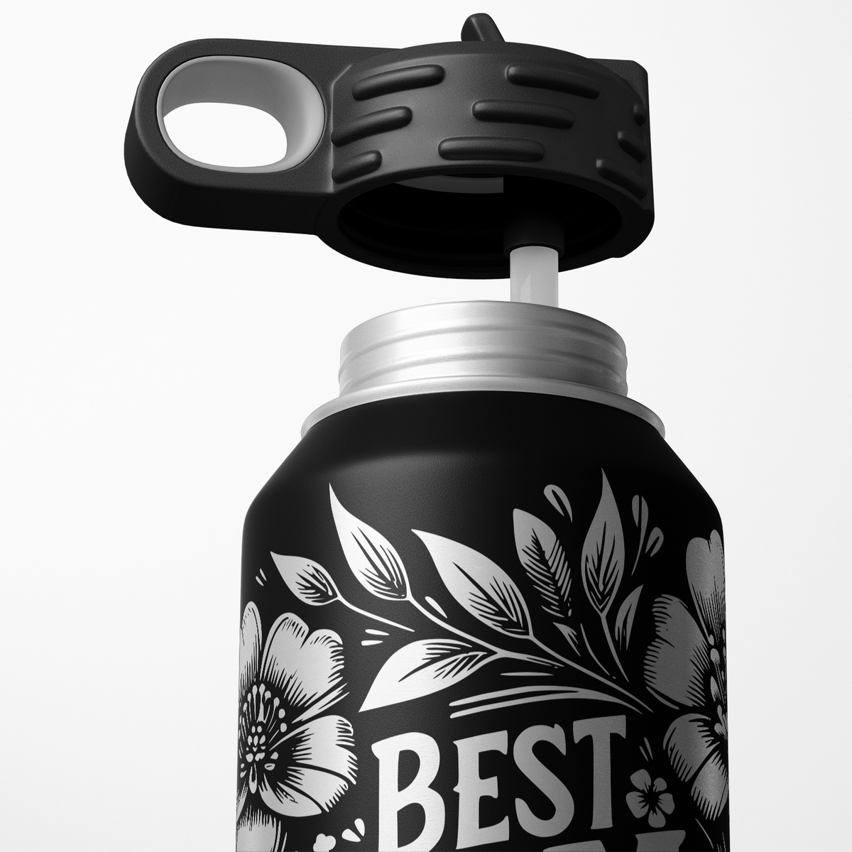 Best Mom Ever with Flowers 32oz Sport Water Bottle