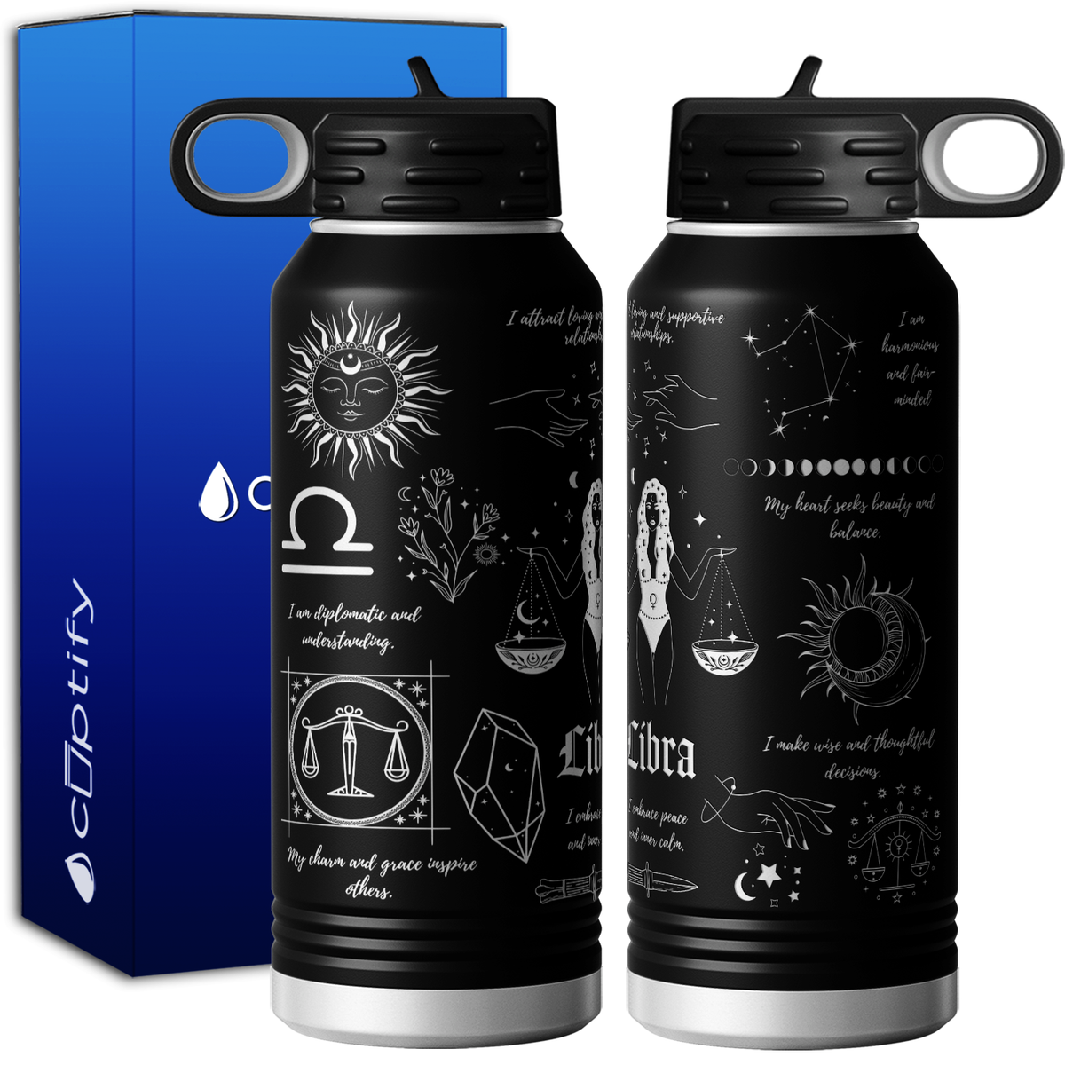 Zodiac Sign Libra 32oz Sport Water Bottle