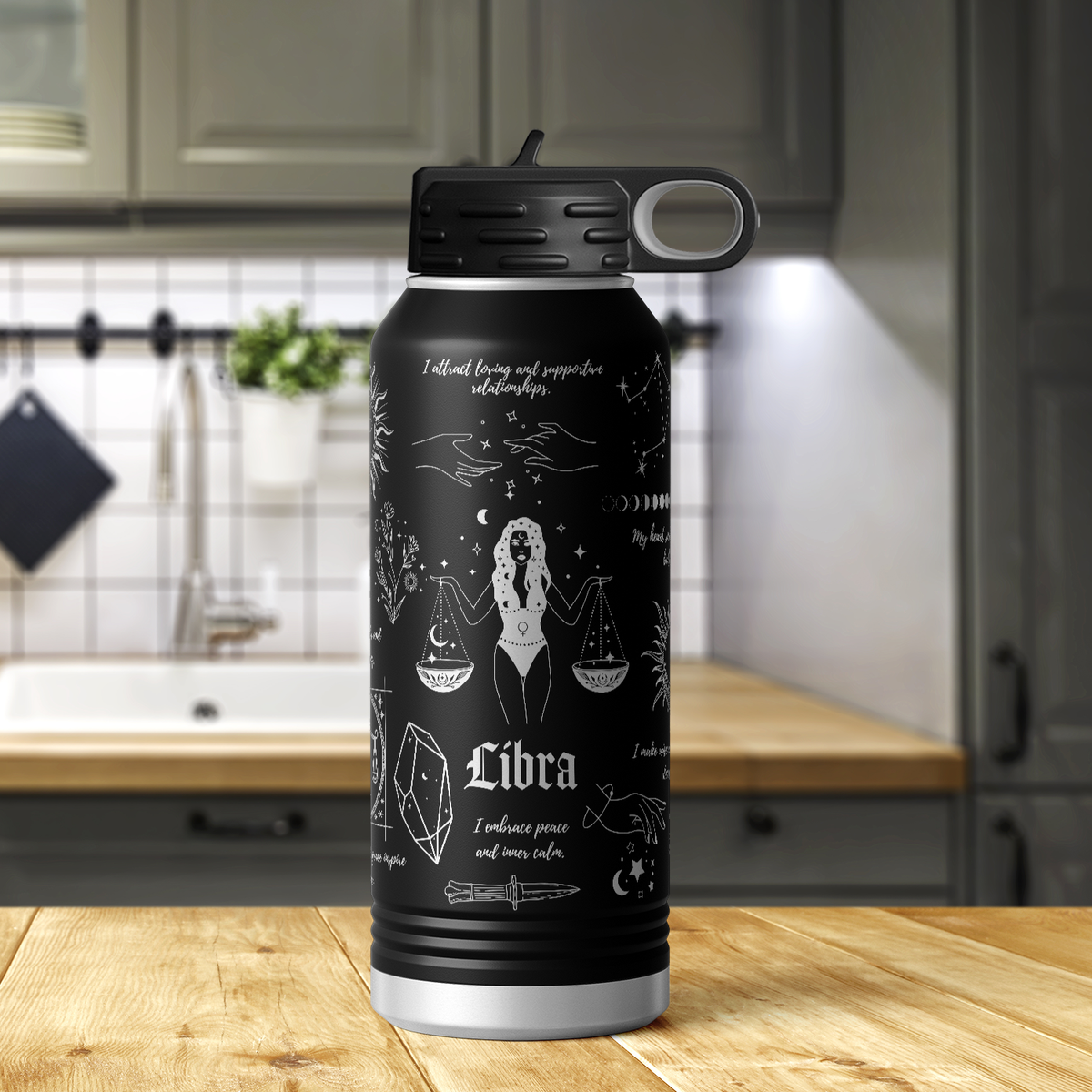 Zodiac Sign Libra 32oz Sport Water Bottle