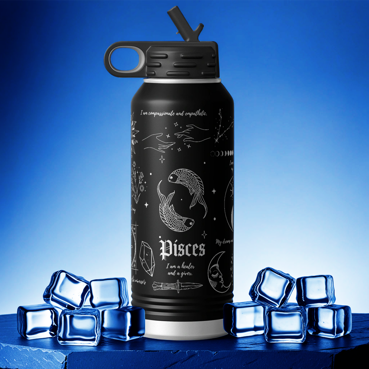 Zodiac Sign Pisces 32oz Sport Water Bottle