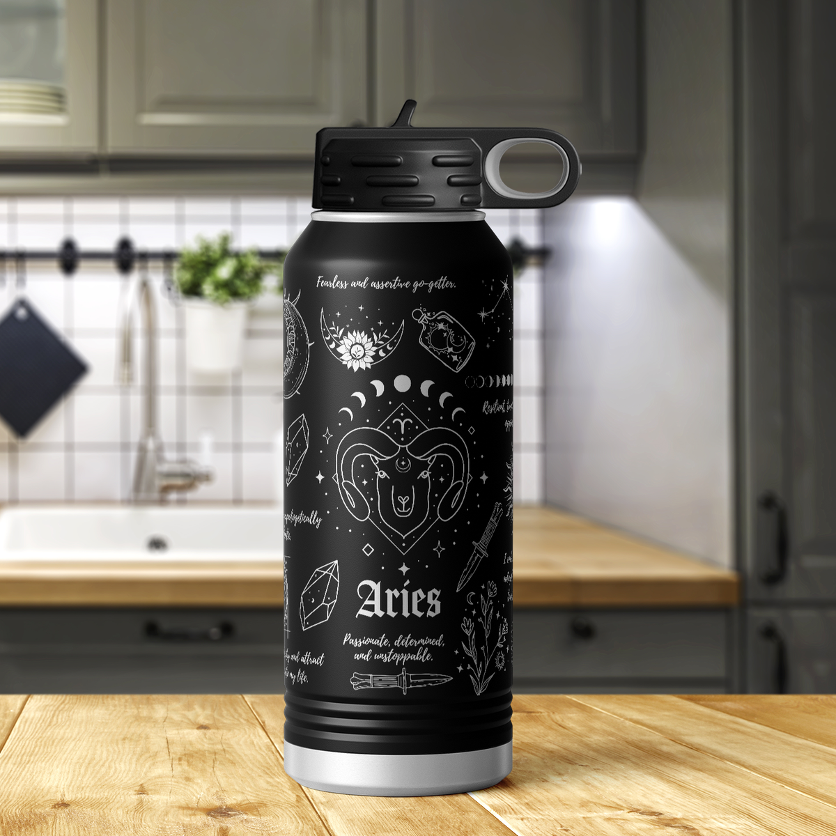 Zodiac Sign Aries 32oz Sport Water Bottle