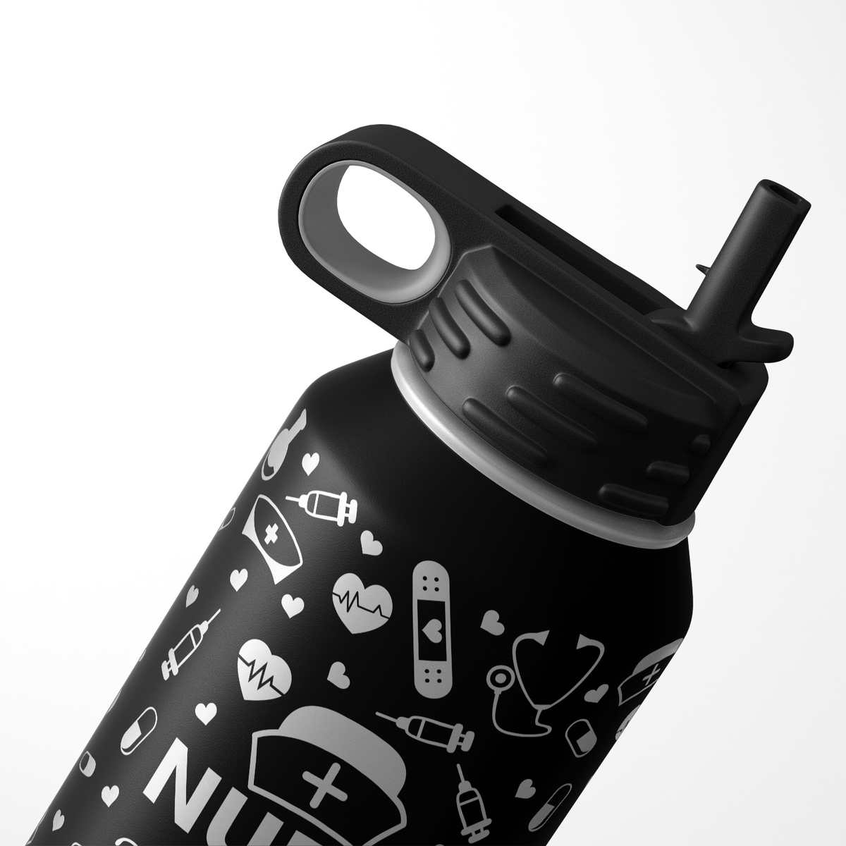 Nurse Fuel with Icons 32oz Sport Water Bottle