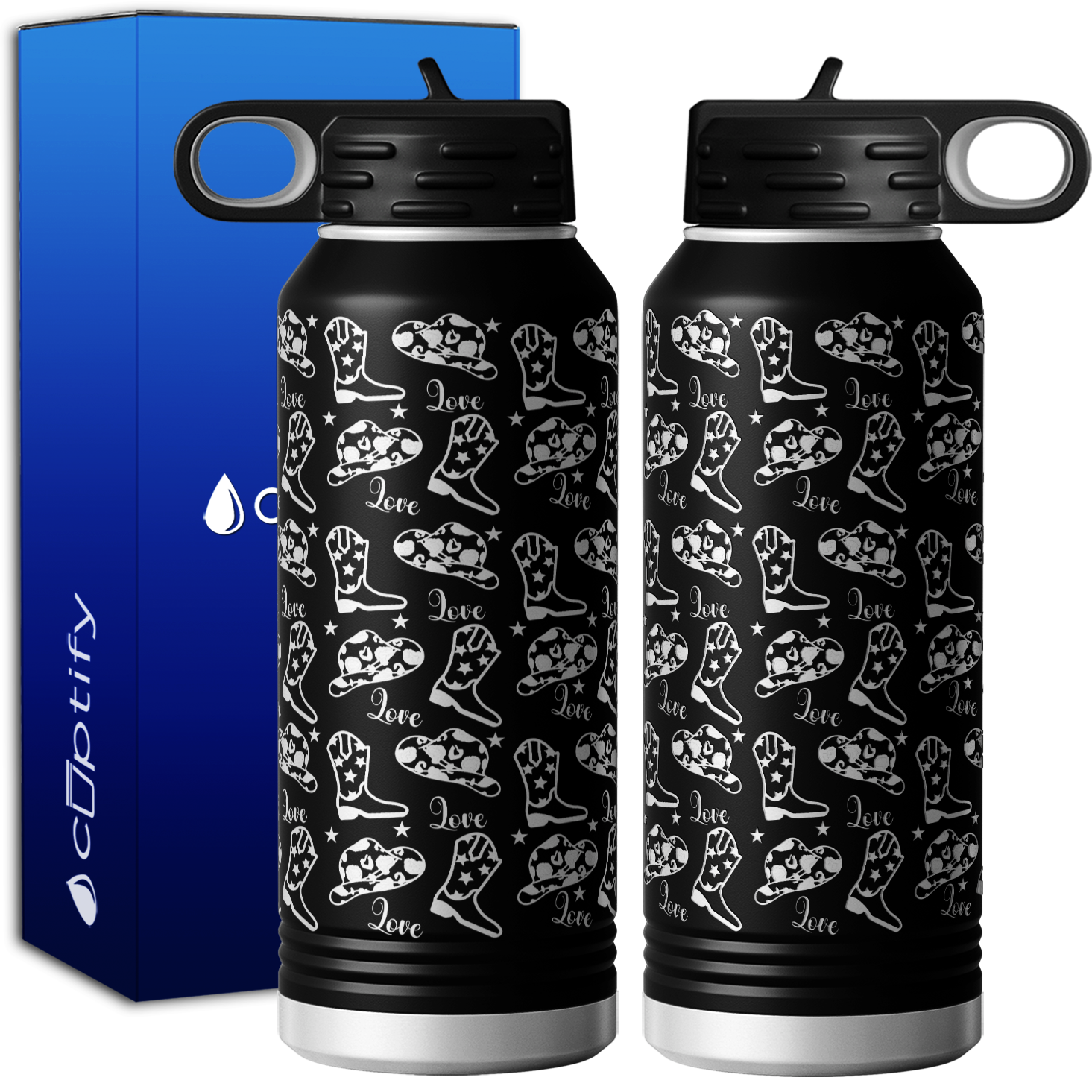 Cowgirl Hat and Boots 32oz Sport Water Bottle