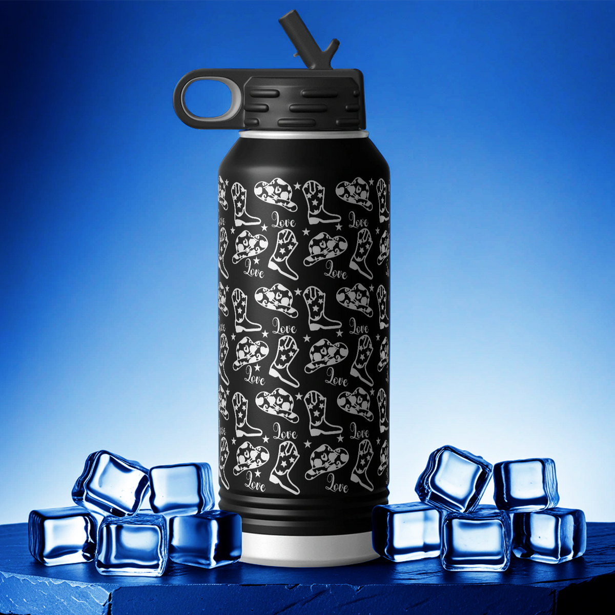 Cowgirl Hat and Boots 32oz Sport Water Bottle