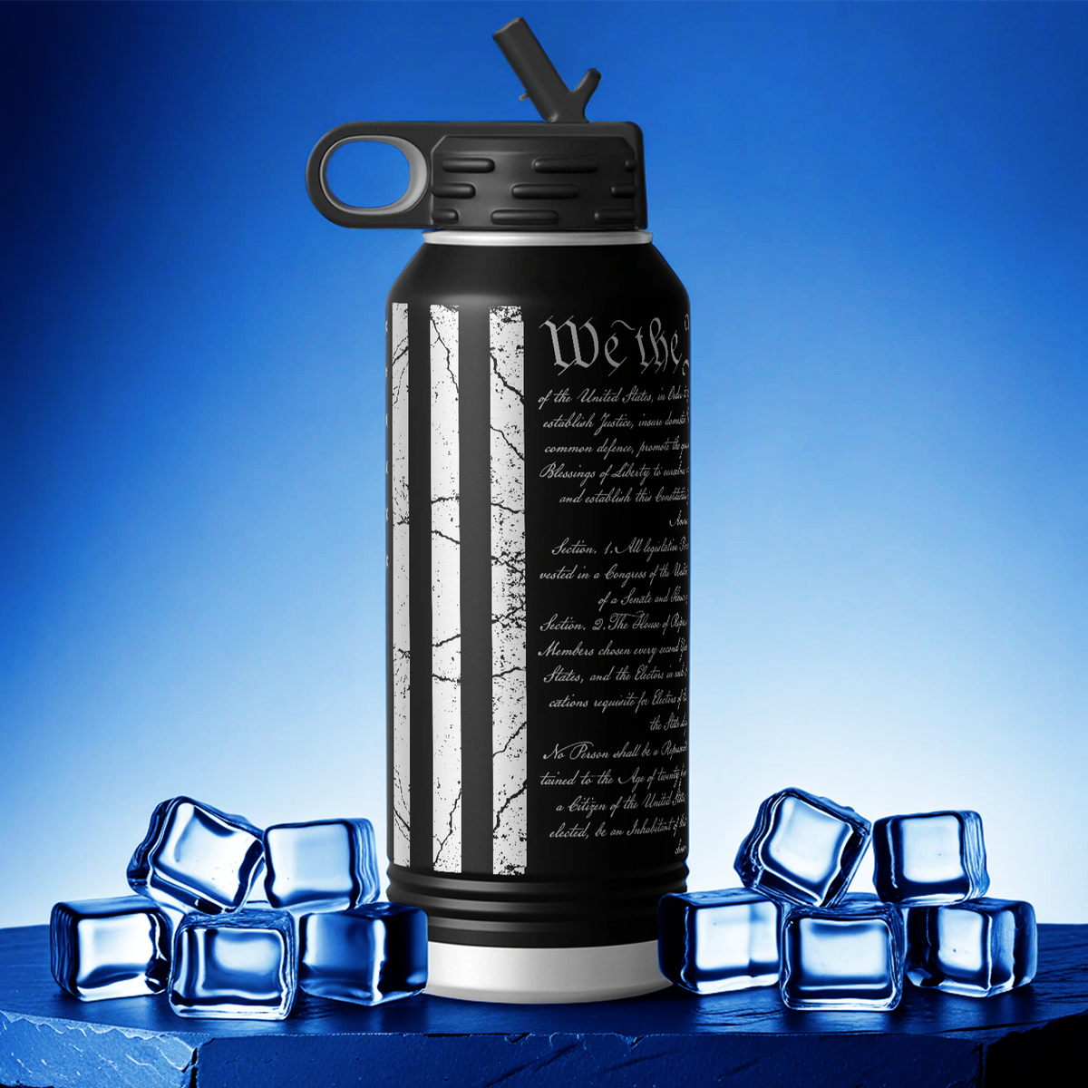 We the People American Distressed Flag 32oz Sport Water Bottle