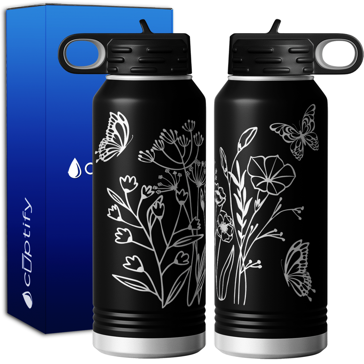 Florals and Butterflies 32oz Sport Water Bottle