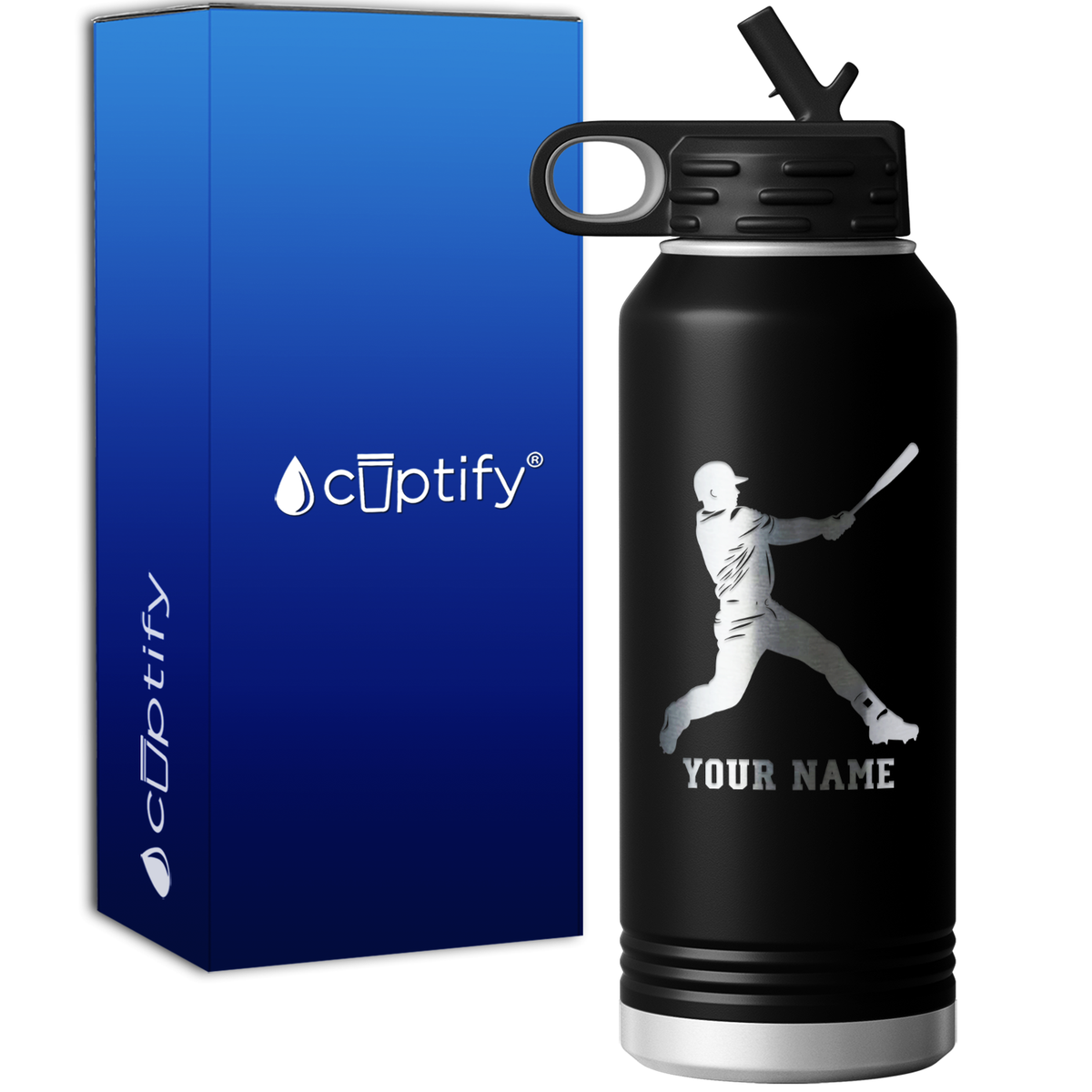 Personalized Baseball Player at Bat 32oz Sport Water Bottle