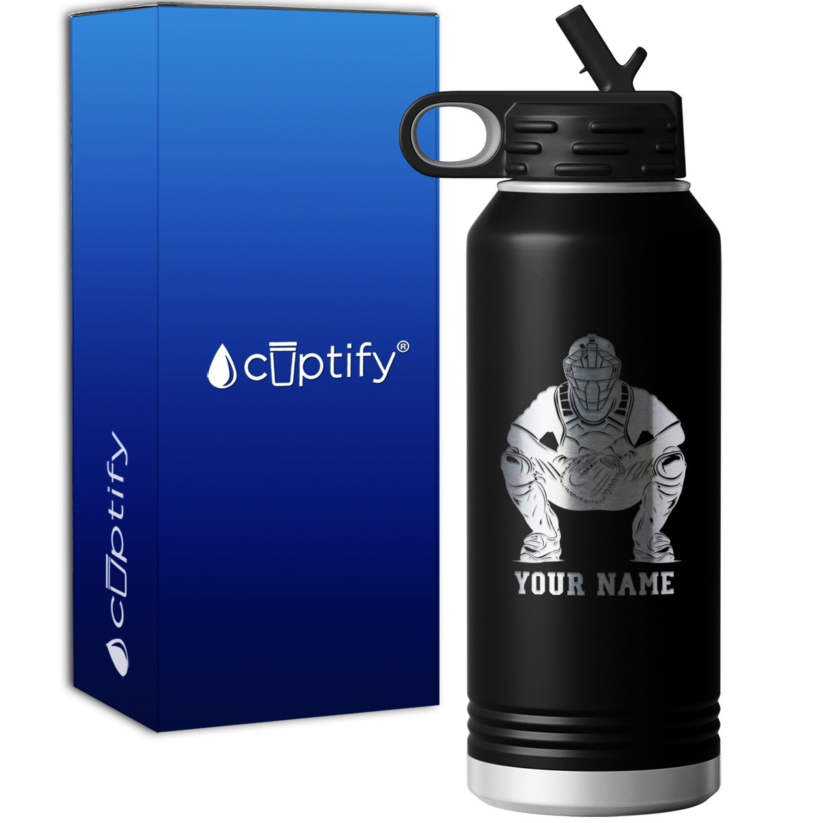 Personalized Baseball Catcher 32oz Sport Water Bottle