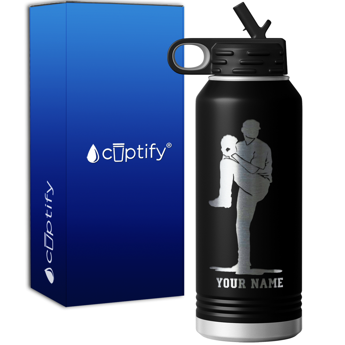 Personalized Baseball Pitcher 32oz Sport Water Bottle