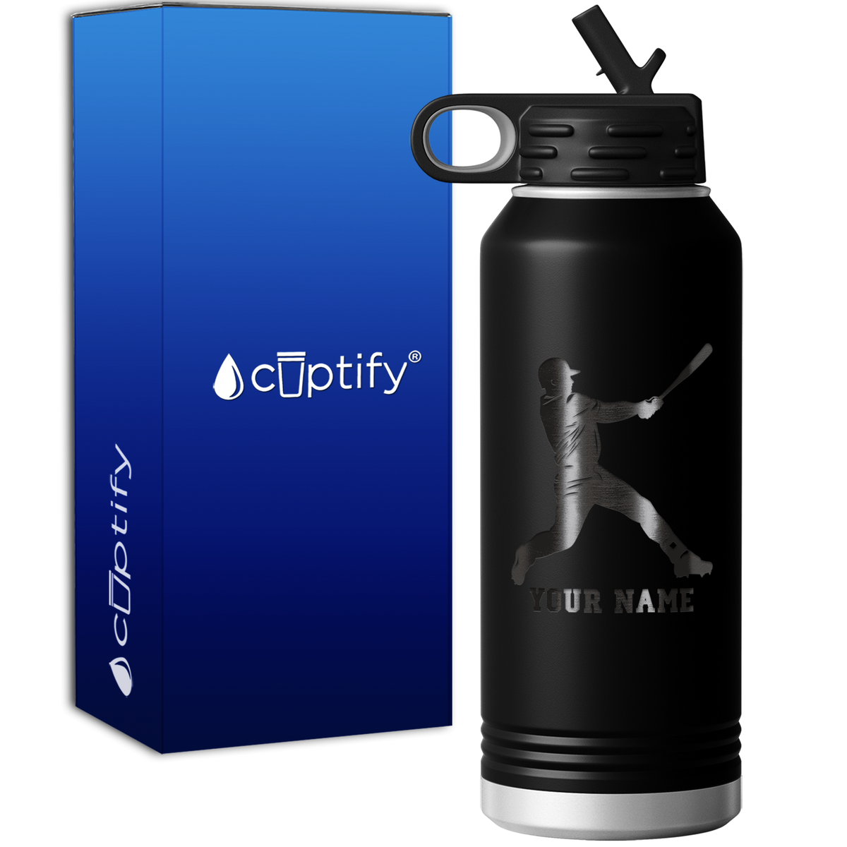 Personalized Baseball Player at Bat 32oz Sport Water Bottle