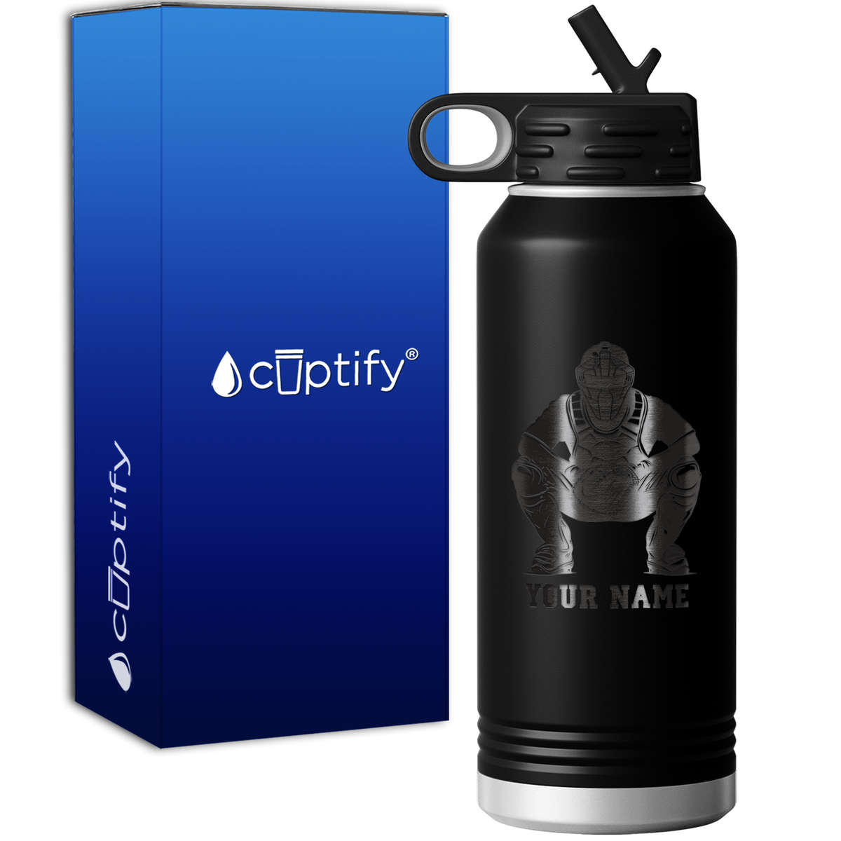 Personalized Baseball Catcher 32oz Sport Water Bottle