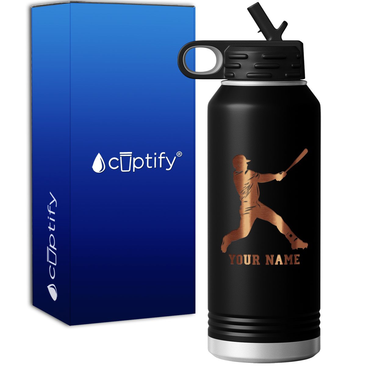 Personalized Baseball Player at Bat 32oz Sport Water Bottle