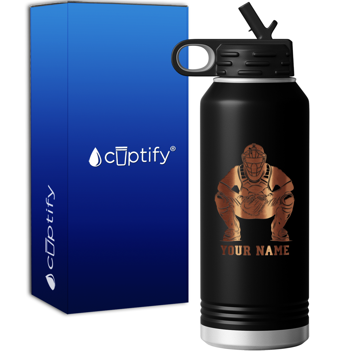 Personalized Baseball Catcher 32oz Sport Water Bottle
