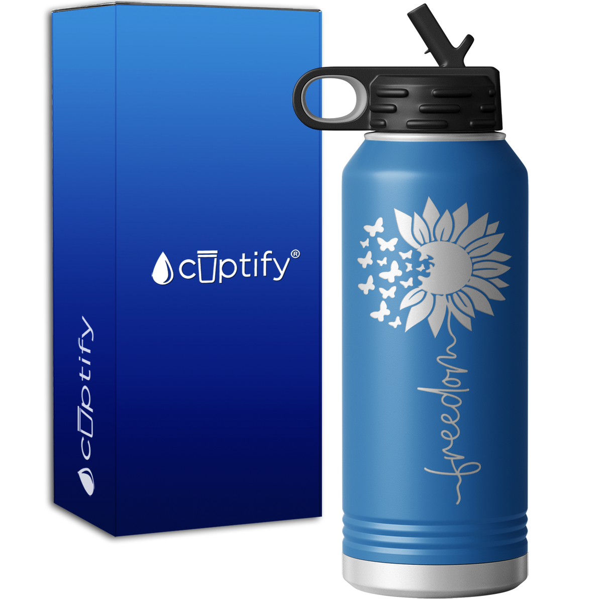 Freedom Sunflower 32oz Sport Water Bottle