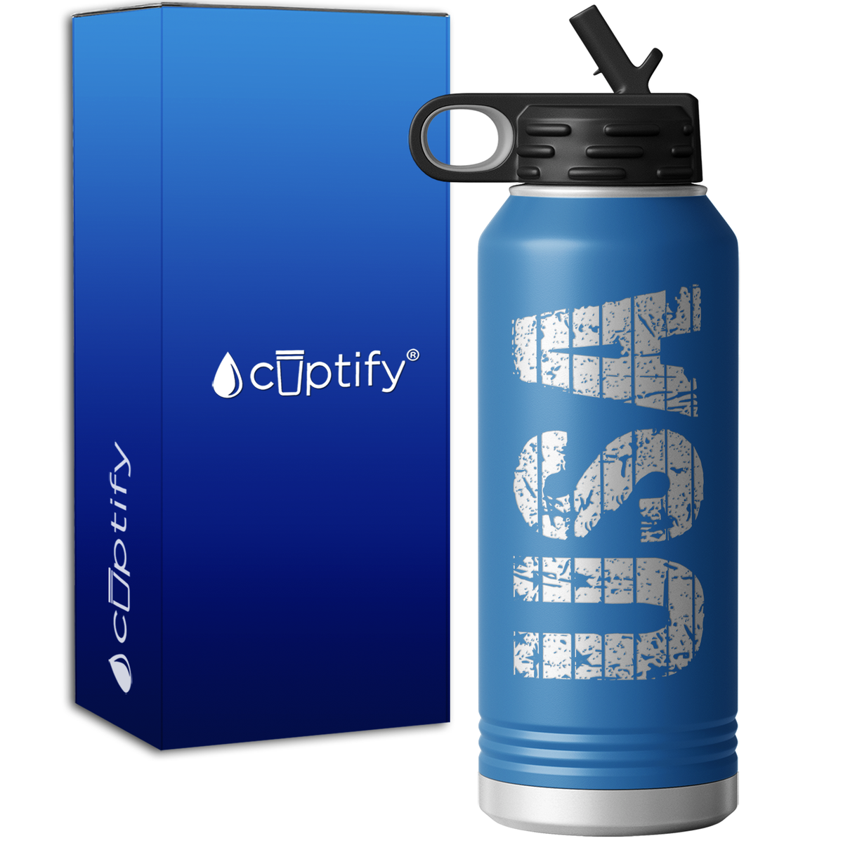 Distressed USA 32oz Sport Water Bottle