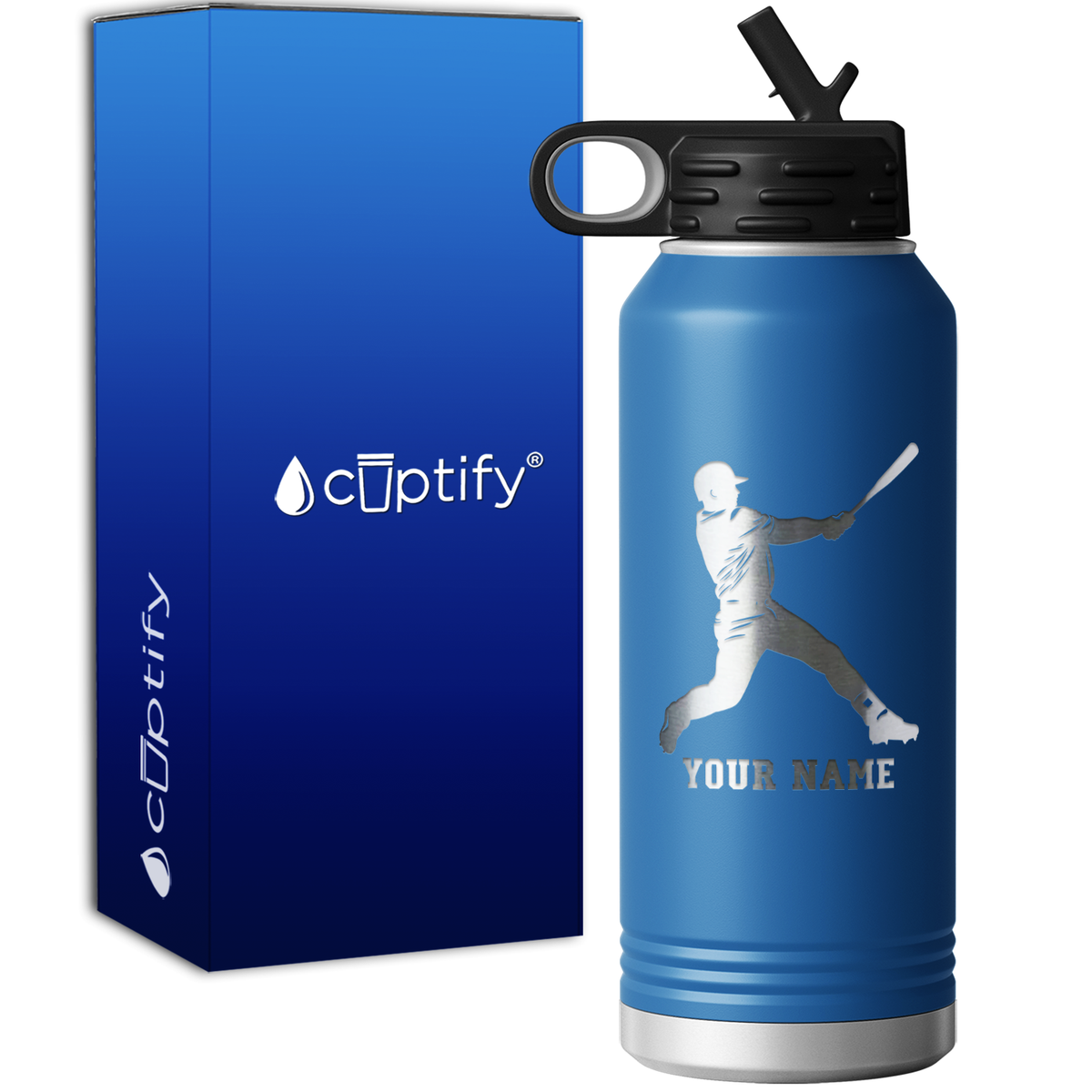 Personalized Baseball Player at Bat 32oz Sport Water Bottle
