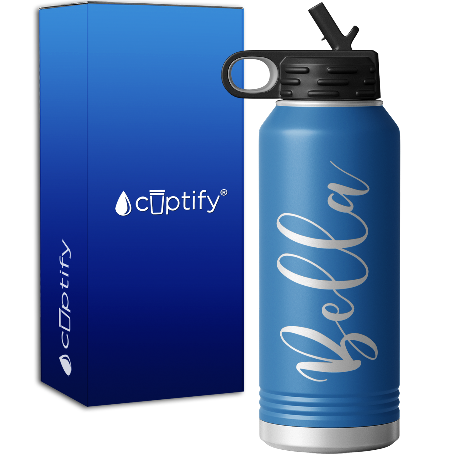 Personalized Blue 32oz Engraved Sport Water Bottle