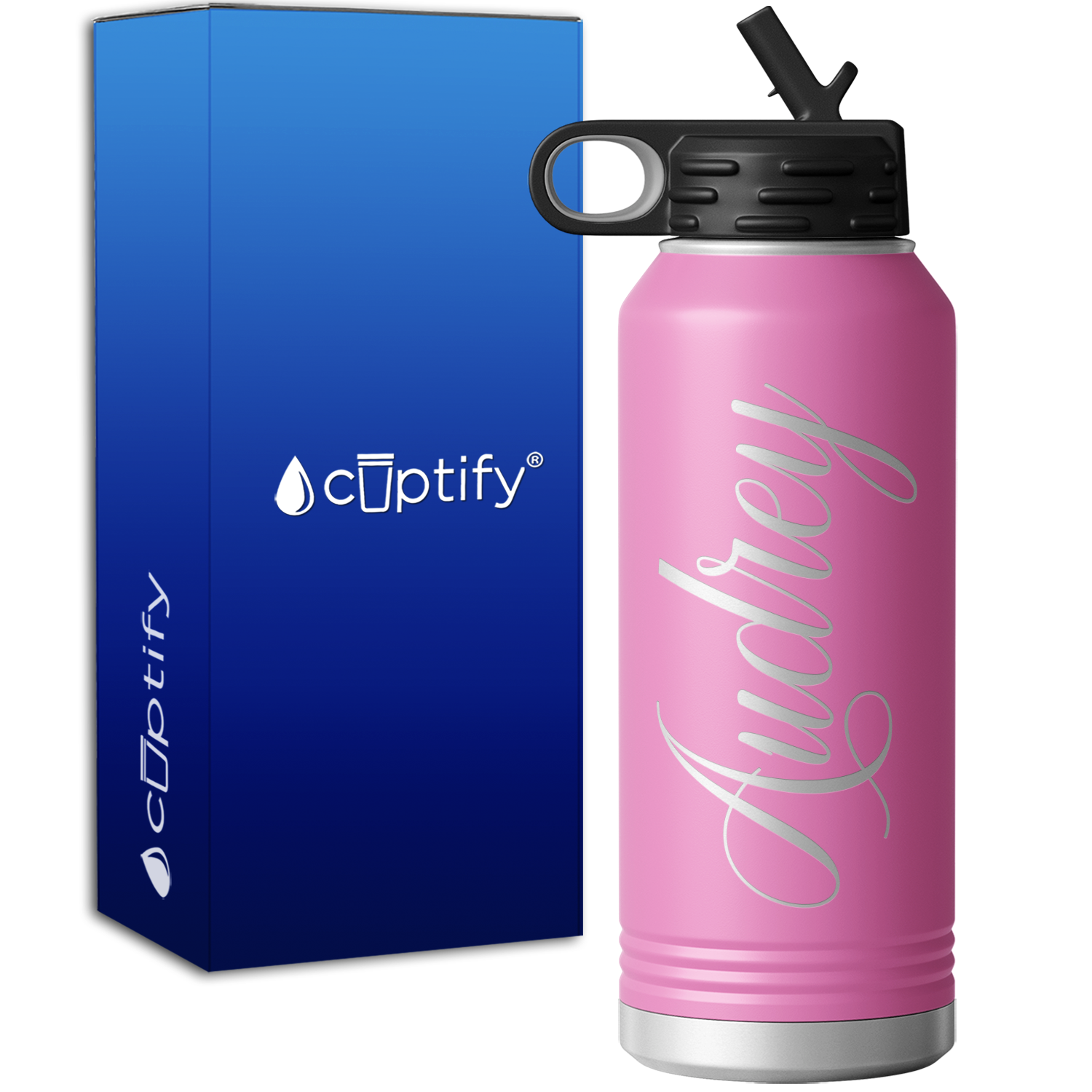 Personalized Blush 32oz Engraved Sport Water Bottle