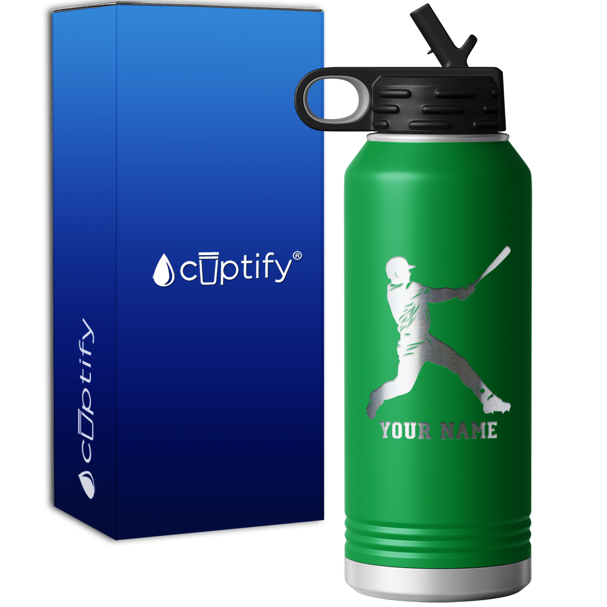 Personalized Baseball Player at Bat 32oz Sport Water Bottle