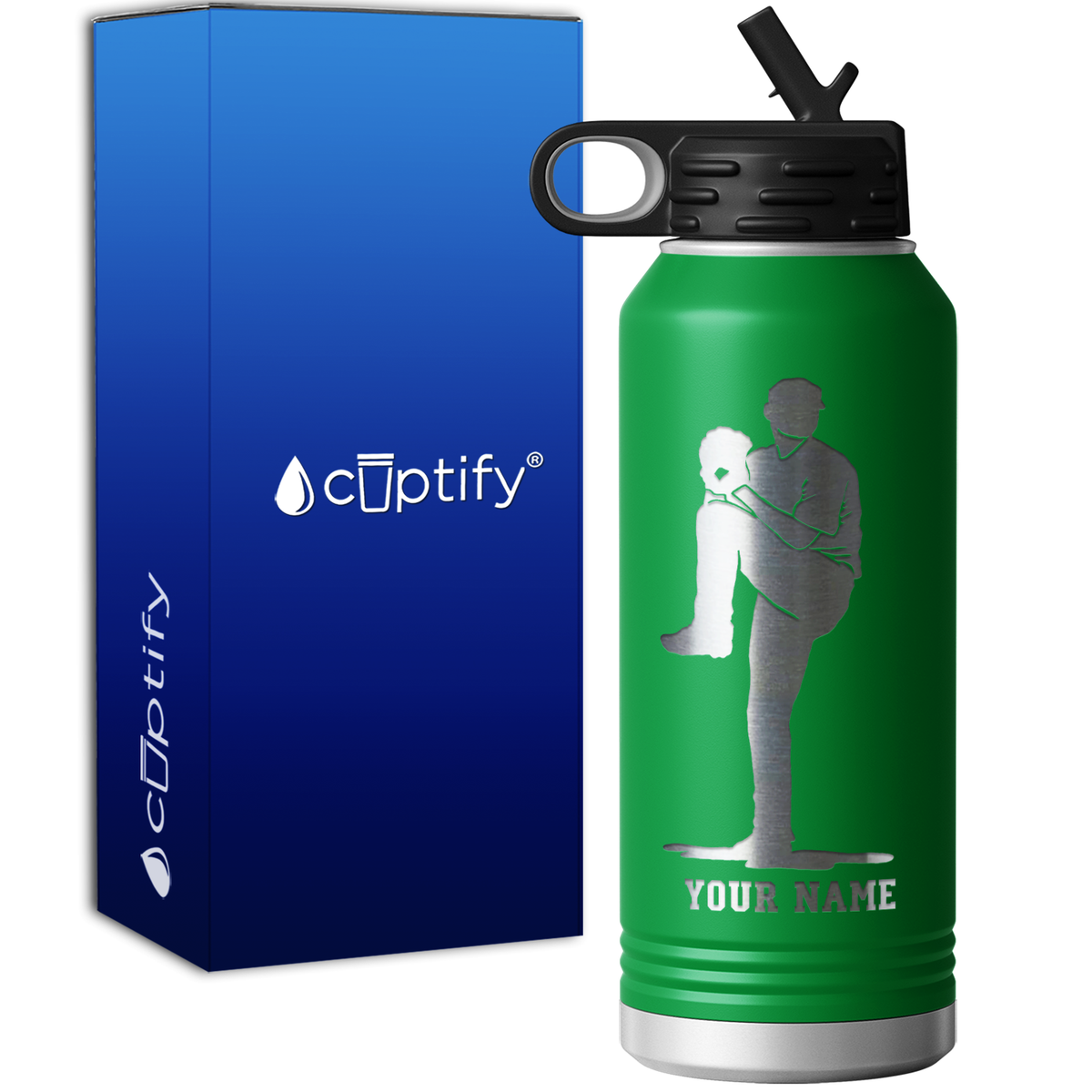 Personalized Baseball Pitcher 32oz Sport Water Bottle