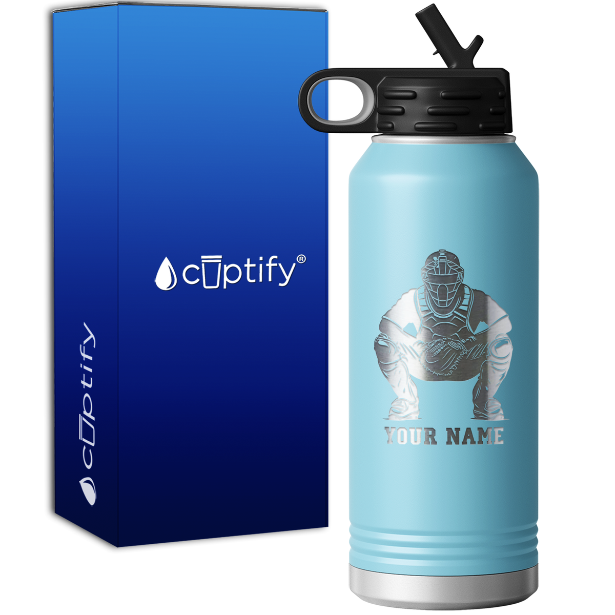 Personalized Baseball Catcher 32oz Sport Water Bottle
