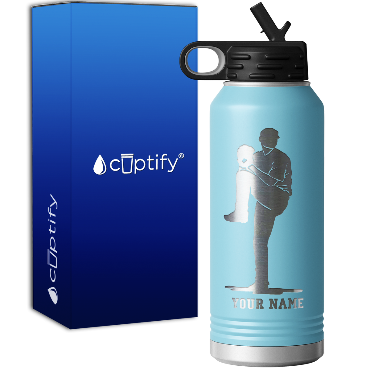 Personalized Baseball Pitcher 32oz Sport Water Bottle