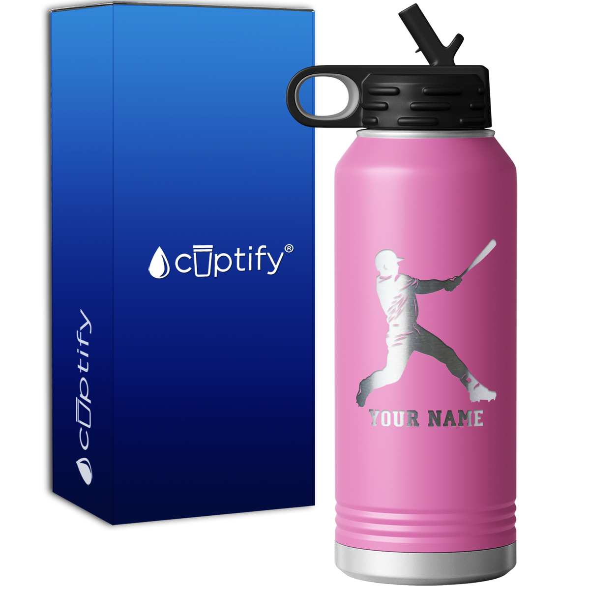 Personalized Baseball Player at Bat 32oz Sport Water Bottle