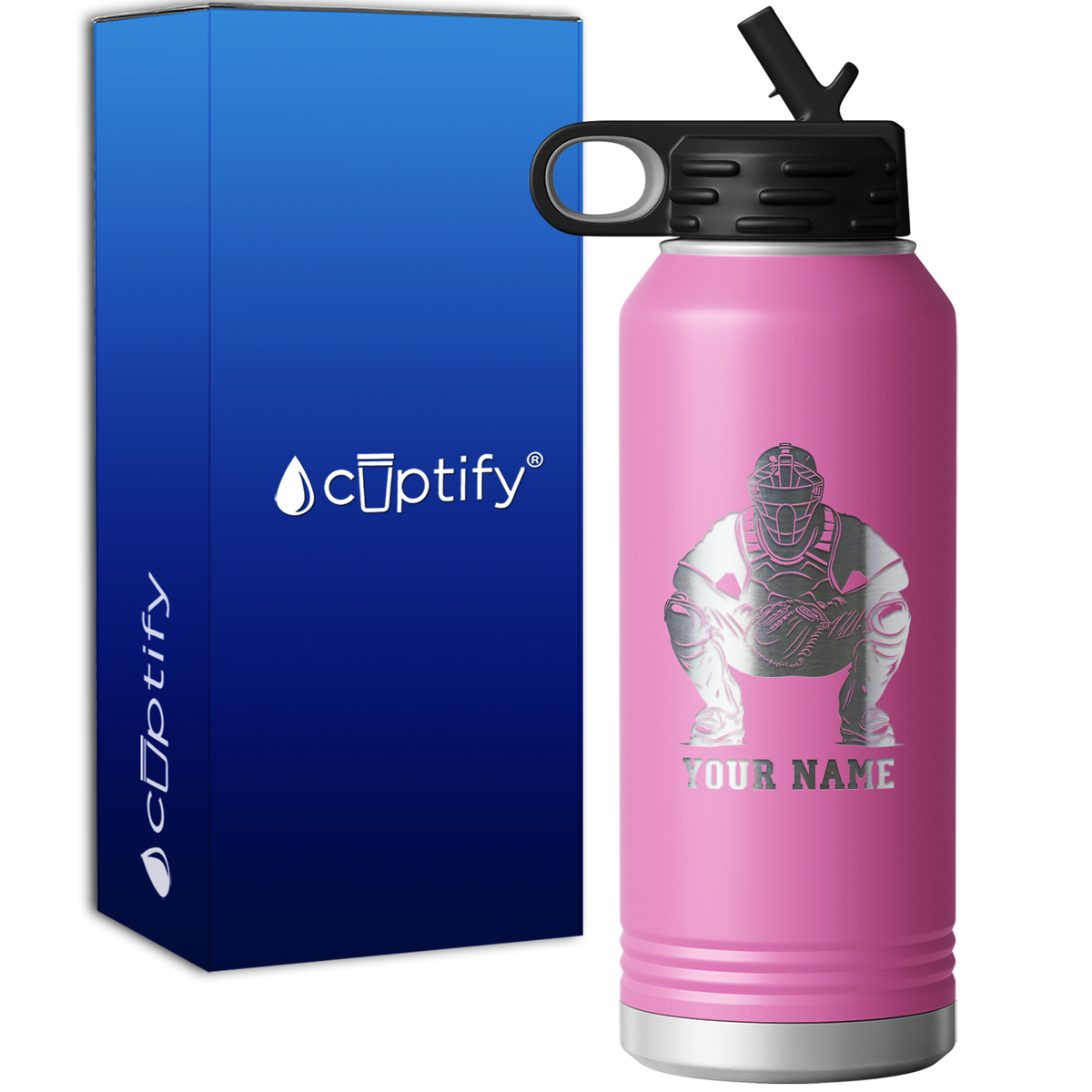 Personalized Baseball Catcher 32oz Sport Water Bottle