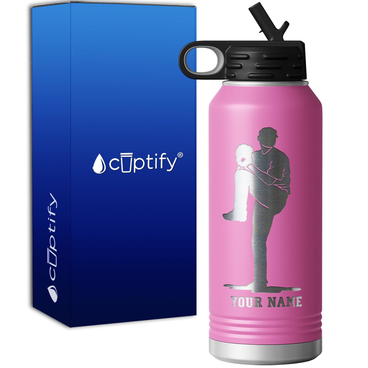Personalized Baseball Pitcher 32oz Sport Water Bottle