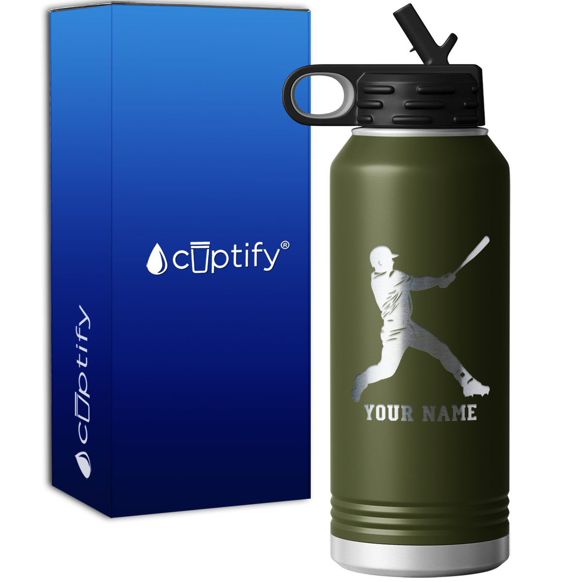 Personalized Baseball Player at Bat 32oz Sport Water Bottle