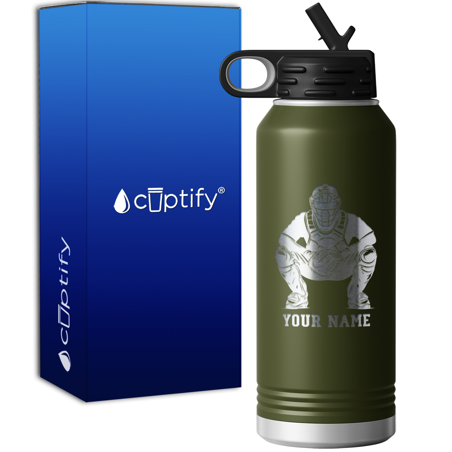 Personalized Baseball Catcher 32oz Sport Water Bottle