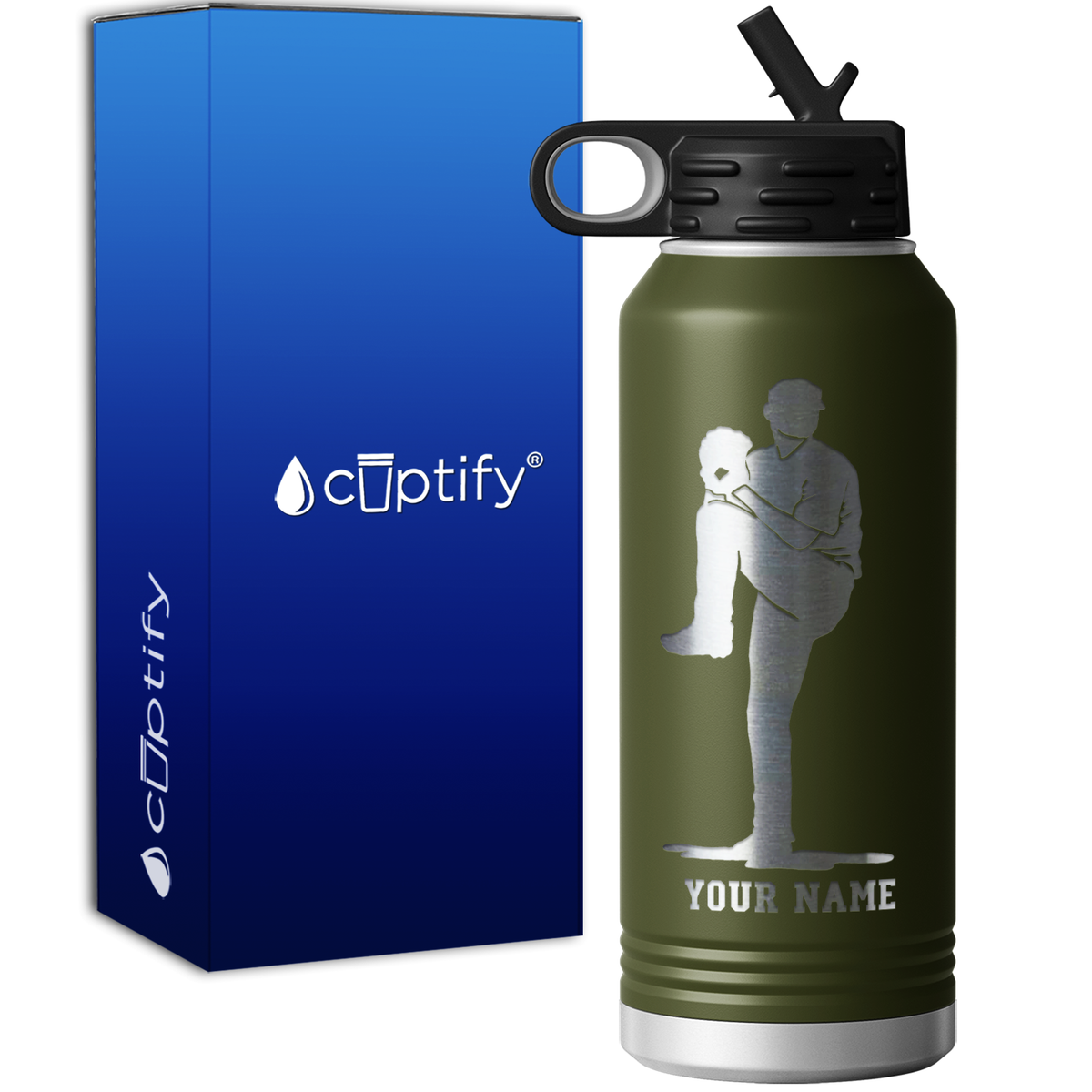 Personalized Baseball Pitcher 32oz Sport Water Bottle