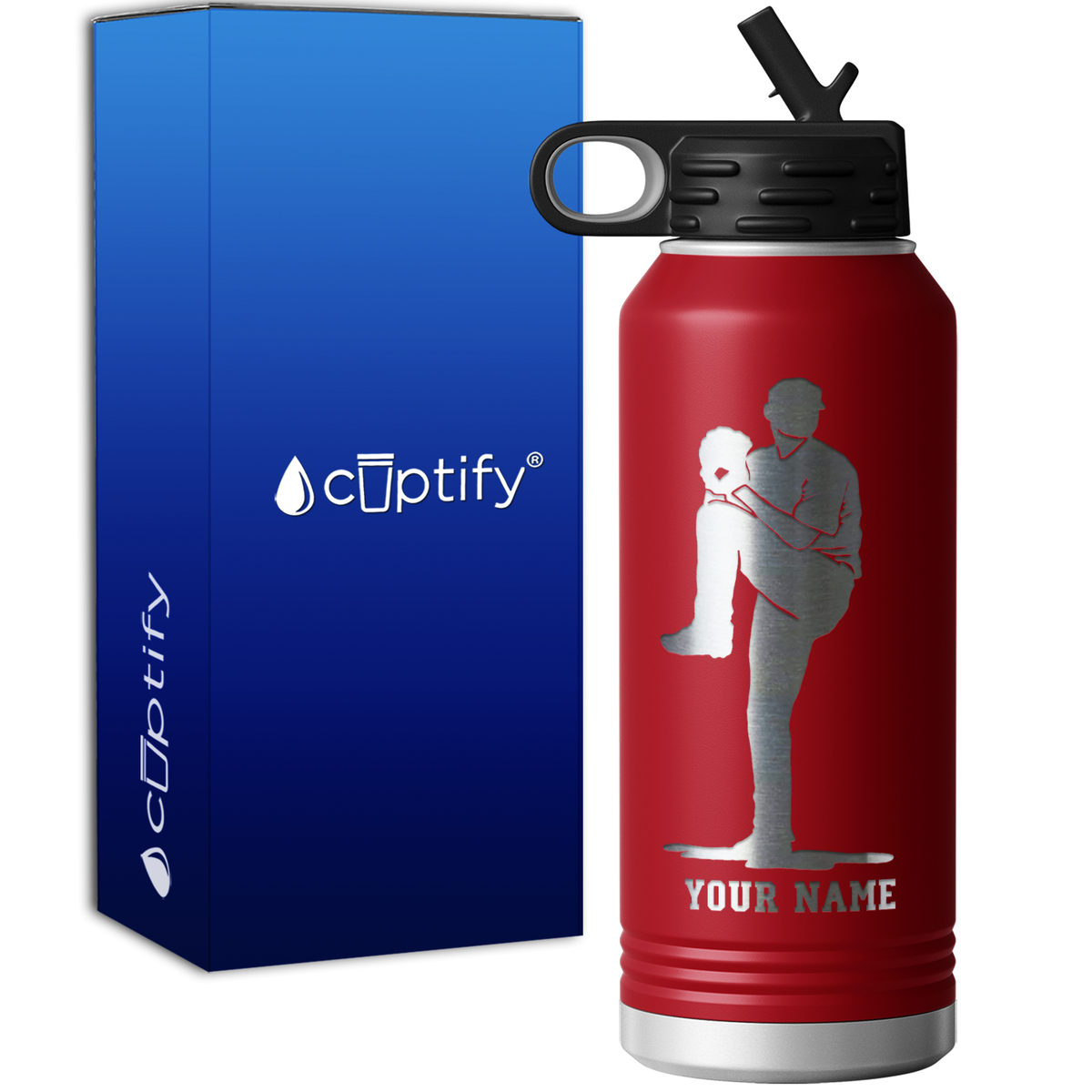 Personalized Baseball Pitcher 32oz Sport Water Bottle
