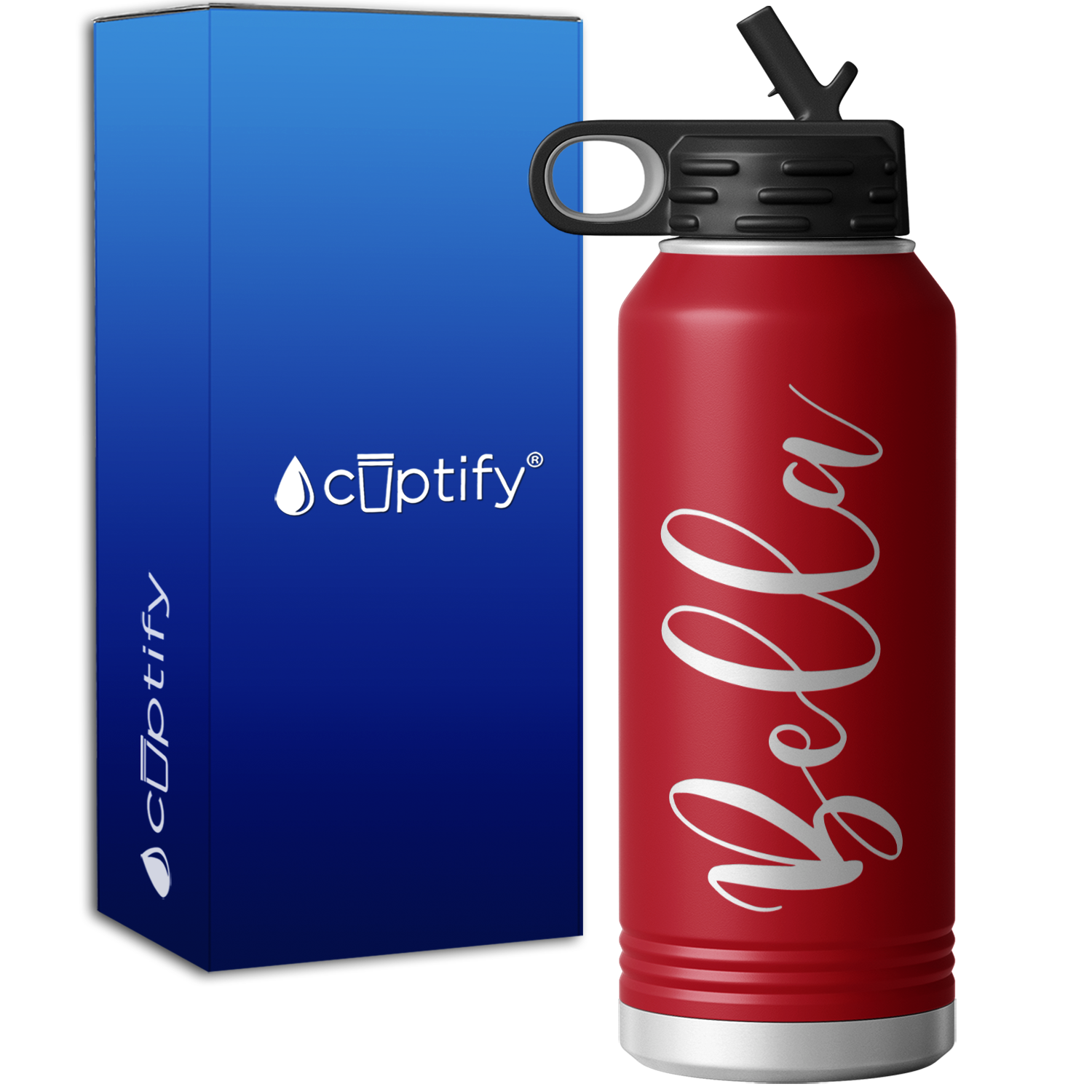 Personalized Maroon 32oz Engraved Sport Water Bottle