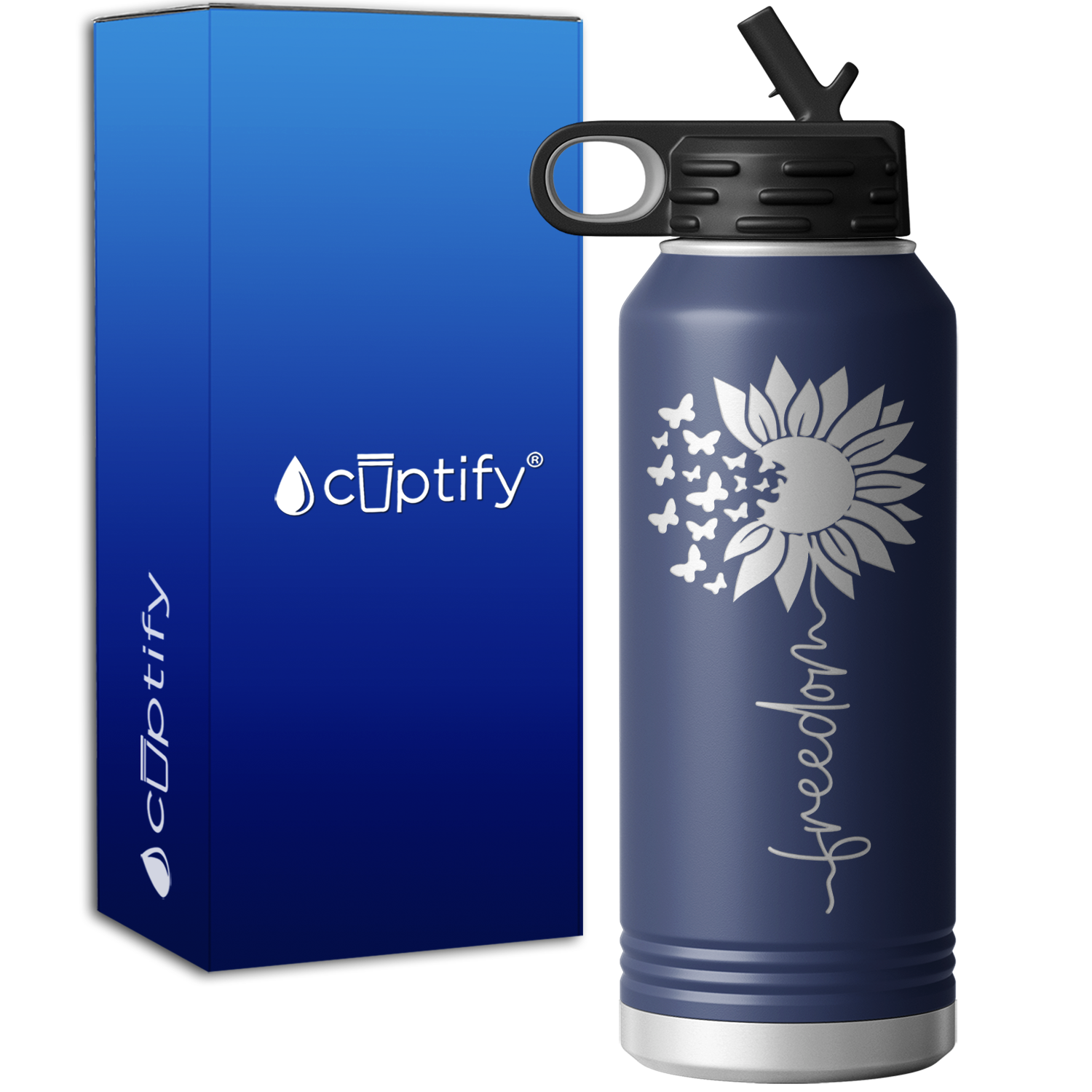 Freedom Sunflower 32oz Sport Water Bottle